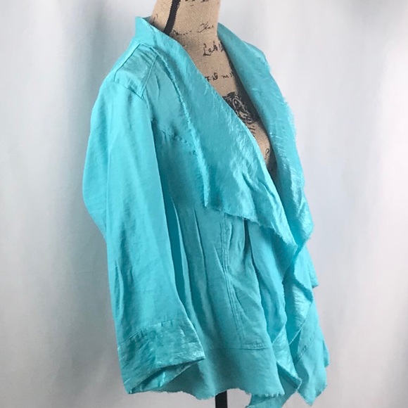 Chico’s Turquoise Waterfall Blazer sz 16(3) - Picture 3 of 6